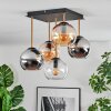 Koyoto ceiling light, globe light gold, black, 5-light sources