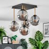 Gastor ceiling light, globe light gold, black, 5-light sources