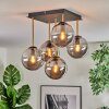 Gastor ceiling light, globe light gold, black, 5-light sources