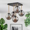 Gastor ceiling light, globe light gold, black, 5-light sources