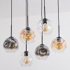 Ripoll hanging light, globe light, pendant light Amber, clear, Smoke-coloured, 6-light sources