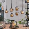 Ripoll hanging light, globe light, pendant light chrome, Smoke-coloured, 6-light sources
