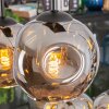 Ripoll hanging light, globe light, pendant light chrome, Smoke-coloured, 6-light sources