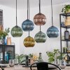 Koyoto hanging light, globe light, pendant light blue, gold, green, coppery, 6-light sources