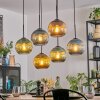 Koyoto hanging light, globe light, pendant light blue, gold, green, coppery, 6-light sources