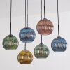 Koyoto hanging light, globe light, pendant light blue, gold, green, coppery, 6-light sources