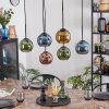 Koyoto hanging light, globe light, pendant light blue, gold, green, coppery, 6-light sources
