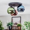 Koyoto ceiling light, globe light 30 cm blue, green, coppery, 3-light sources