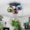 Koyoto ceiling light, globe light 30 cm blue, green, coppery, 3-light sources