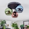 Koyoto ceiling light, globe light 30 cm blue, green, coppery, 3-light sources