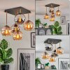 Koyoto ceiling light, globe light gold, black, 5-light sources