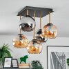 Koyoto ceiling light, globe light gold, black, 5-light sources