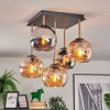 Koyoto ceiling light, globe light gold, black, 5-light sources