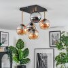 Koyoto ceiling light, globe light gold, black, 5-light sources