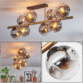 Ripoll ceiling light, globe light gold, black, 8-light sources