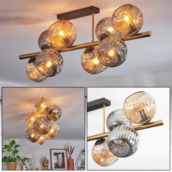 Ripoll ceiling light, globe light gold, black, 8-light sources