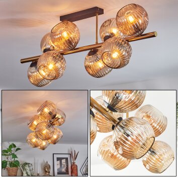 Ripoll ceiling light, globe light gold, black, 8-light sources