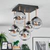 Gastor ceiling light, globe light gold, black, 5-light sources