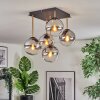 Gastor ceiling light, globe light gold, black, 5-light sources