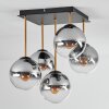 Gastor ceiling light, globe light gold, black, 5-light sources