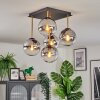 Gastor ceiling light, globe light gold, black, 5-light sources