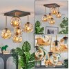 Ripoll ceiling light, globe light gold, black, 5-light sources