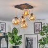 Ripoll ceiling light, globe light gold, black, 5-light sources