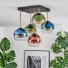 Koyoto ceiling light, globe light gold, black, 5-light sources