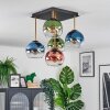 Koyoto ceiling light, globe light gold, black, 5-light sources