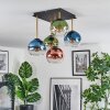 Koyoto ceiling light, globe light gold, black, 5-light sources