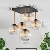 Koyoto ceiling light, globe light gold, black, 5-light sources