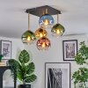Koyoto ceiling light, globe light gold, black, 5-light sources