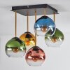 Koyoto ceiling light, globe light gold, black, 5-light sources