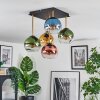 Koyoto ceiling light, globe light gold, black, 5-light sources