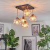 Koyoto ceiling light, globe light gold, black, 5-light sources