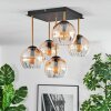 Koyoto ceiling light, globe light gold, black, 5-light sources