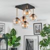 Koyoto ceiling light, globe light gold, black, 5-light sources