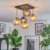Koyoto ceiling light, globe light gold, black, 5-light sources