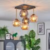 Koyoto ceiling light, globe light gold, black, 5-light sources