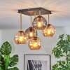 Koyoto ceiling light, globe light gold, black, 5-light sources