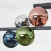 Gastor ceiling light, globe light blue, chrome, green, coppery, Smoke-coloured, 10-light sources