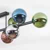 Gastor ceiling light, globe light blue, chrome, green, coppery, Smoke-coloured, 10-light sources