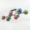 Gastor ceiling light, globe light blue, chrome, green, coppery, Smoke-coloured, 10-light sources