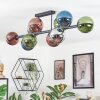 Gastor ceiling light, globe light blue, chrome, green, coppery, Smoke-coloured, 10-light sources