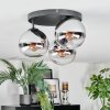 Gastor ceiling light, globe light chrome, clear, Smoke-coloured, 3-light sources