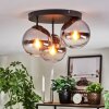 Gastor ceiling light, globe light chrome, clear, Smoke-coloured, 3-light sources