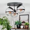Gastor ceiling light, globe light chrome, clear, Smoke-coloured, 3-light sources