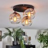 Koyoto ceiling light, globe light Amber, clear, 3-light sources