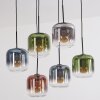 Lauden hanging light, pendant light blue, green, clear, coppery, Smoke-coloured, 6-light sources
