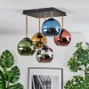 Koyoto ceiling light, globe light gold, black, 5-light sources